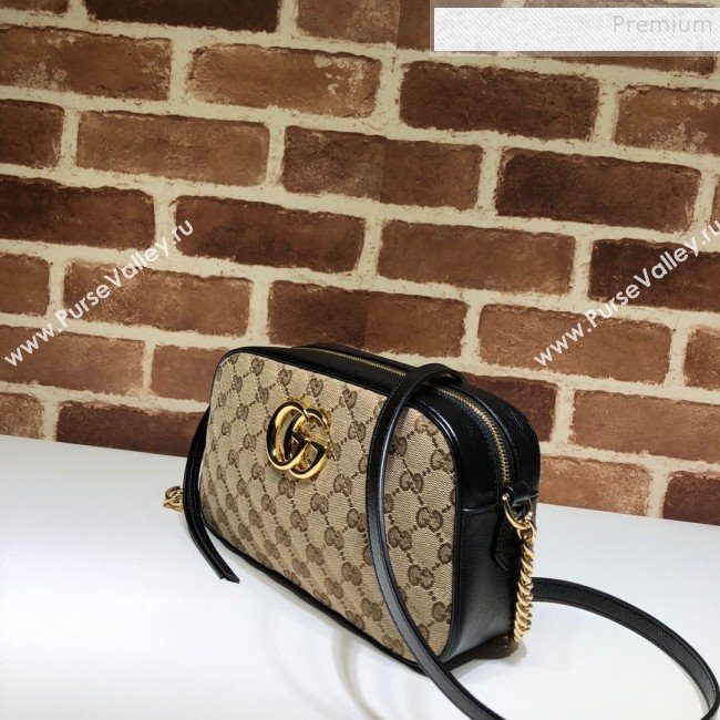 Gucci GG Canvas Leather Small Shoulder Bag 447632 Black 2019 (DLH-9121414)