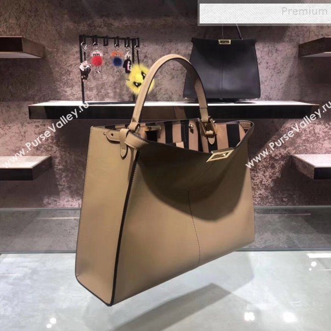 Fendi Peekaboo X-Lite Large Striped Lining Bag Light Brown 2019 (AFEI-9121417)