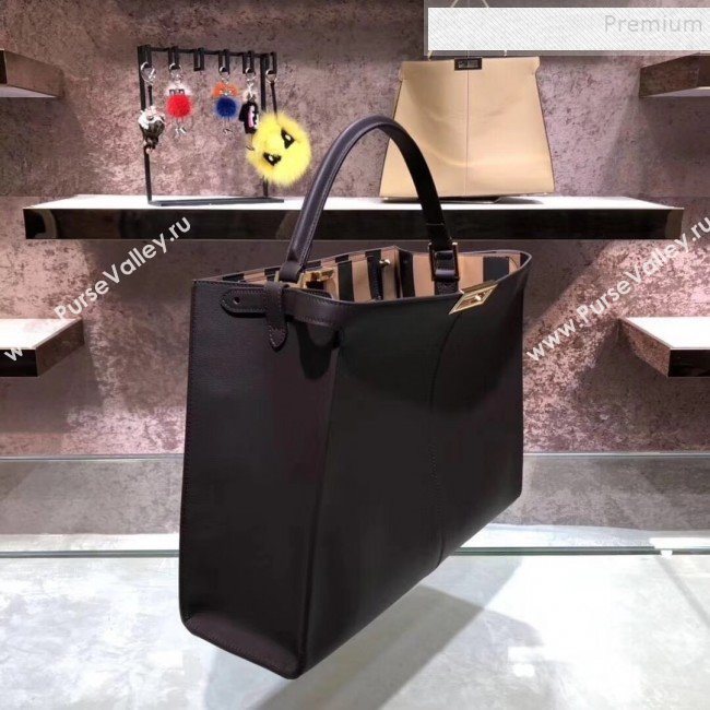 Fendi Peekaboo X-Lite Large Striped Lining Bag Dark Brown 2019 (AFEI-9121418)