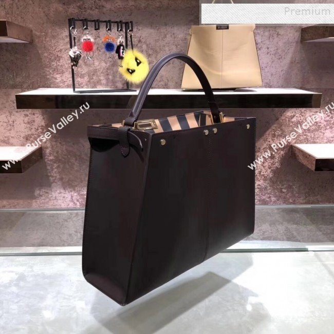 Fendi Peekaboo X-Lite Large Striped Lining Bag Dark Brown 2019 (AFEI-9121418)