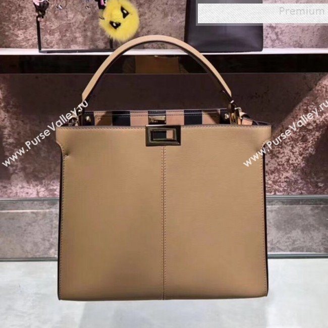 Fendi Peekaboo X-Lite Medium Striped Lining Bag Light Brown 2019 (AFEI-9121415)