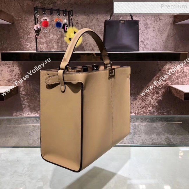 Fendi Peekaboo X-Lite Medium Striped Lining Bag Light Brown 2019 (AFEI-9121415)