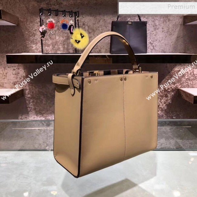 Fendi Peekaboo X-Lite Medium Striped Lining Bag Light Brown 2019 (AFEI-9121415)