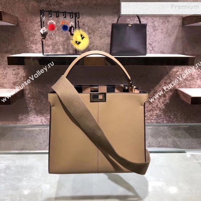 Fendi Peekaboo X-Lite Medium Striped Lining Bag Light Brown 2019 (AFEI-9121415)