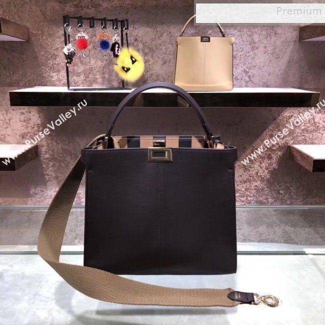 Fendi Peekaboo X-Lite Medium Striped Lining Bag Dark Brown 2019 (AFEI-9121416)