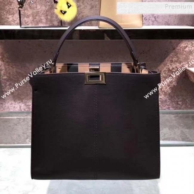 Fendi Peekaboo X-Lite Medium Striped Lining Bag Dark Brown 2019 (AFEI-9121416)