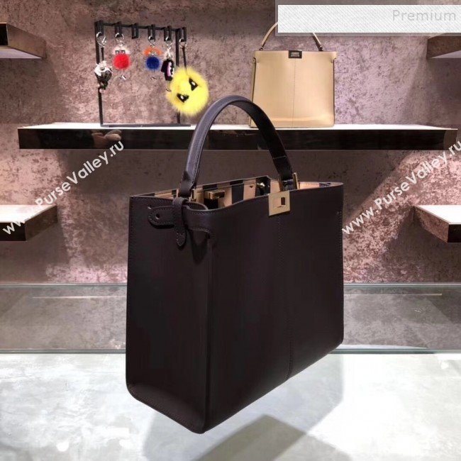 Fendi Peekaboo X-Lite Medium Striped Lining Bag Dark Brown 2019 (AFEI-9121416)