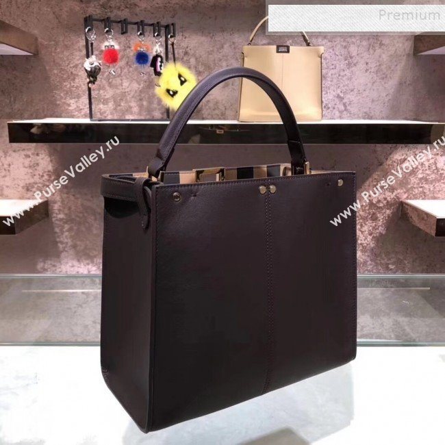 Fendi Peekaboo X-Lite Medium Striped Lining Bag Dark Brown 2019 (AFEI-9121416)