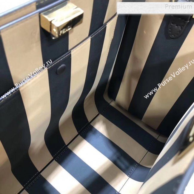 Fendi Peekaboo X-Lite Medium Striped Lining Bag Dark Brown 2019 (AFEI-9121416)