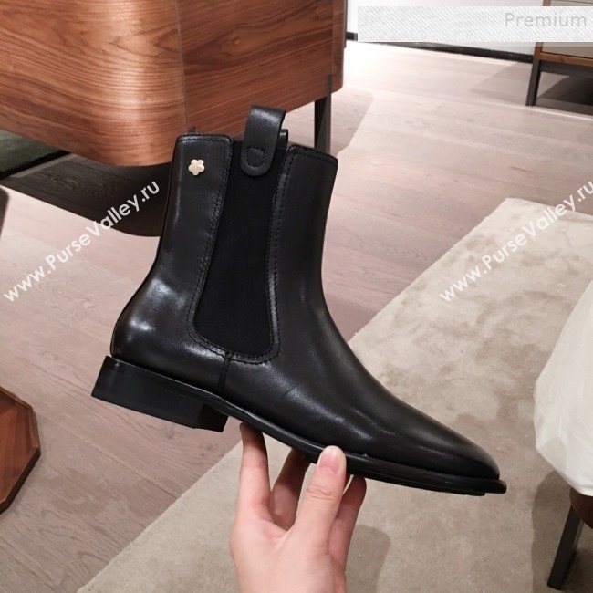 Chanel Leather Camellia Slip-on Flat Short Boots Black 2019 (KL-9121622)