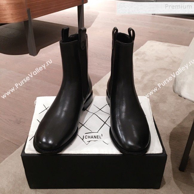 Chanel Leather Camellia Slip-on Flat Short Boots Black 2019 (KL-9121622)