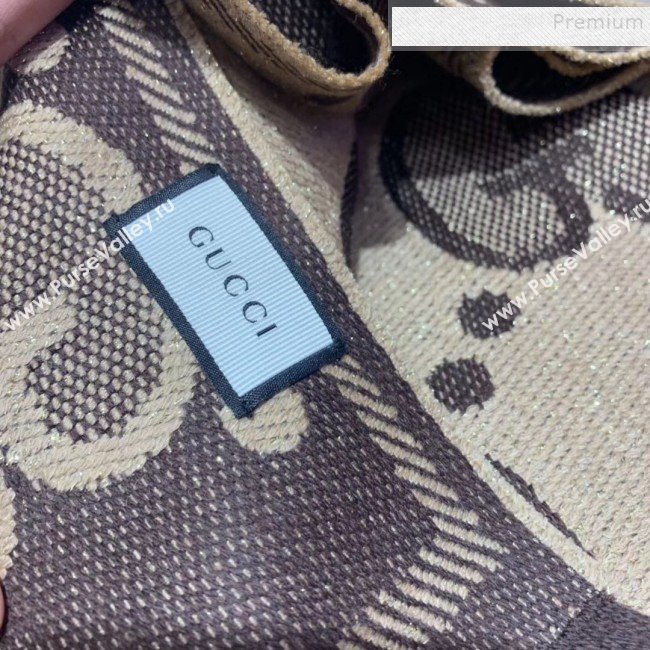 Gucci GG Wool Jacquard Scarf 45x195cm Beige/Brown 2019 (WNS-9121626)