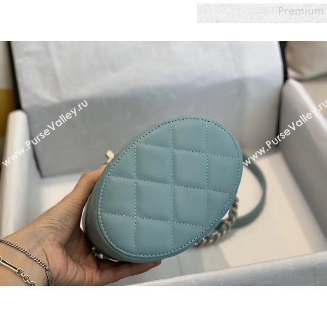 Chanel Quilted Lambskin Chain Round Vanity Case AS1355 Blue 2019 (SMJD-9121703)