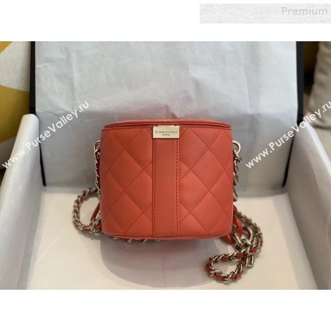 Chanel Quilted Lambskin Chain Round Vanity Case AS1355 Orange 2019 (SMJD-9121704)