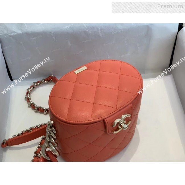 Chanel Quilted Lambskin Chain Round Vanity Case AS1355 Orange 2019 (SMJD-9121704)