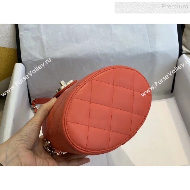 Chanel Quilted Lambskin Chain Round Vanity Case AS1355 Orange 2019 (SMJD-9121704)