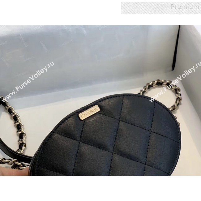 Chanel Quilted Lambskin Chain Round Vanity Case AS1355 Black 2019 (SMJD-9121701)