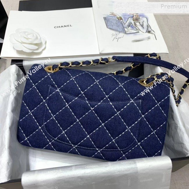 Chanel Quilted Denim Medium Flap Bag AS1328 Blue 2020 (JIY-9121707)