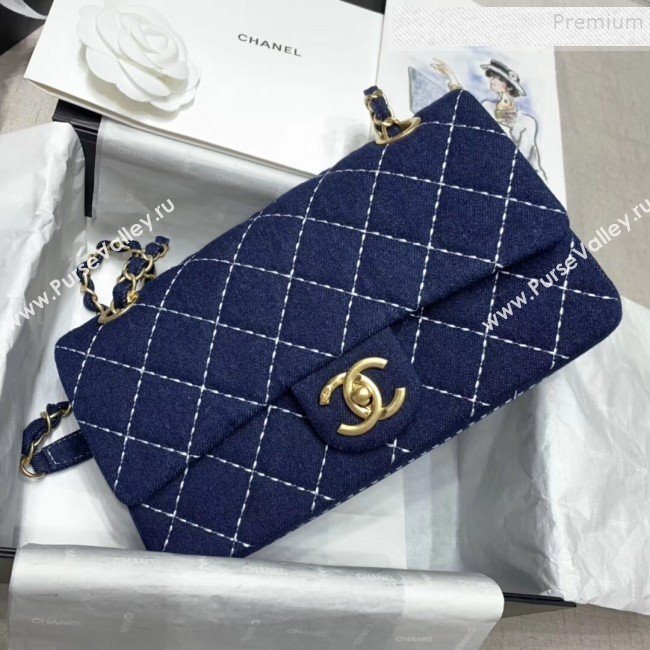 Chanel Quilted Denim Medium Flap Bag AS1328 Blue 2020 (JIY-9121707)