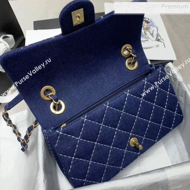 Chanel Quilted Denim Medium Flap Bag AS1328 Blue 2020 (JIY-9121707)