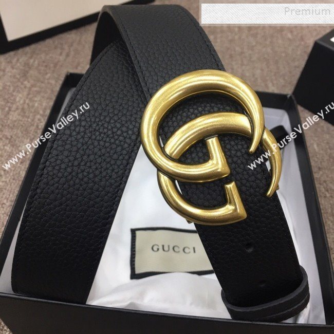 Gucci Reversible Calfskin Belt 40mm with GG Buckle Black/Gold 2019 (SJ-9121830)