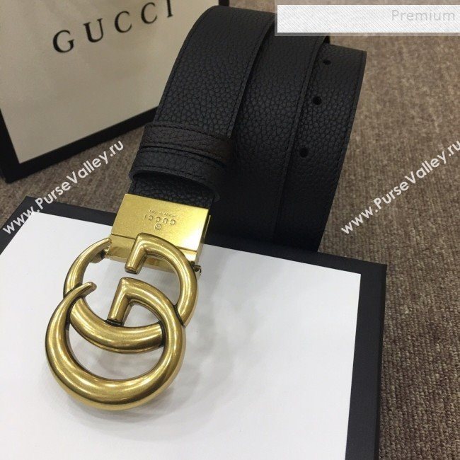 Gucci Reversible Calfskin Belt 40mm with GG Buckle Black/Gold 2019 (SJ-9121830)