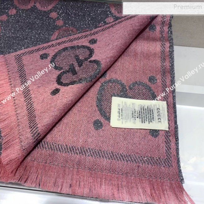 Gucci GG Wool Jacquard Scarf 45x195cm Silver/Pink 2019 (WNS-9121833)