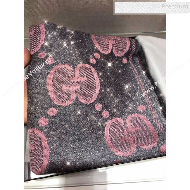 Gucci GG Wool Jacquard Scarf 45x195cm Silver/Pink 2019 (WNS-9121833)