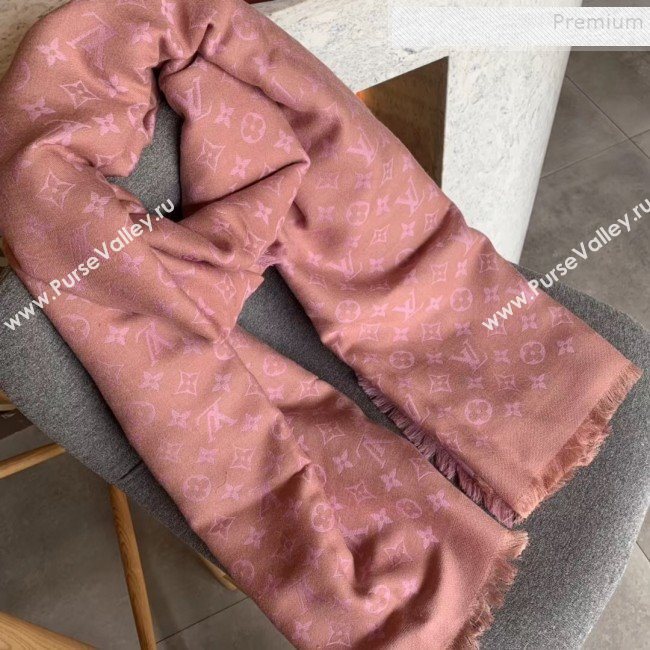 Louis Vuitton Monogram Duo Wool Silk Scarf 70x200cm Light Pink (WNS-9121835)