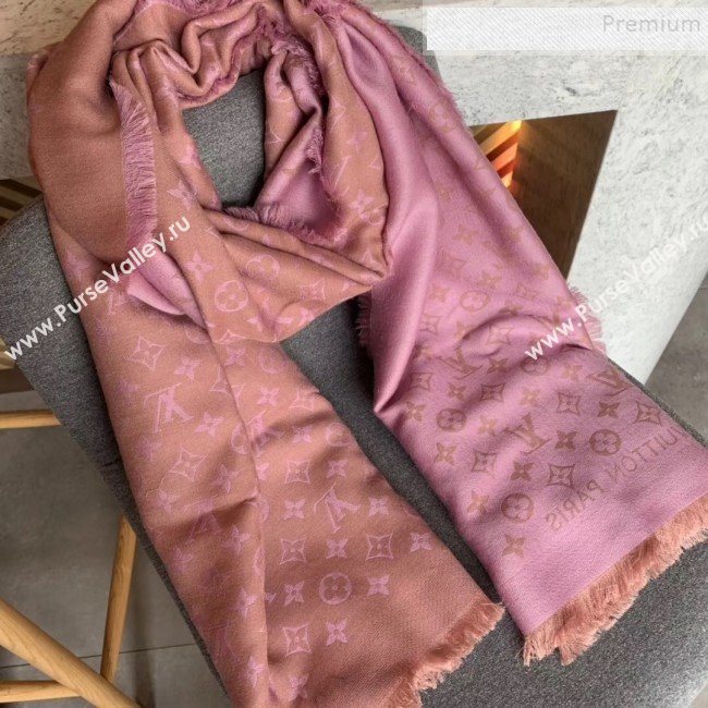 Louis Vuitton Monogram Duo Wool Silk Scarf 70x200cm Light Pink (WNS-9121835)