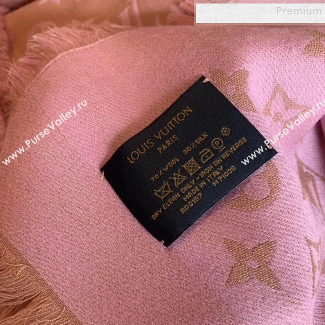 Louis Vuitton Monogram Duo Wool Silk Scarf 70x200cm Light Pink (WNS-9121835)