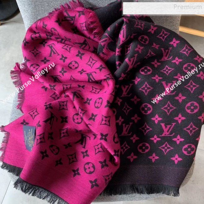 Louis Vuitton Monogram Duo Wool Silk Scarf 70x200cm Hot Pink (WNS-9121836)