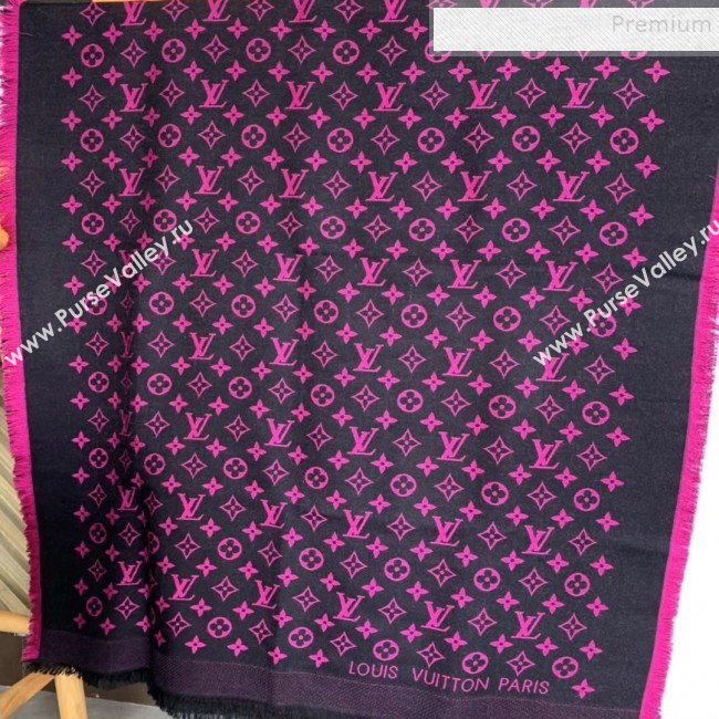 Louis Vuitton Monogram Duo Wool Silk Scarf 70x200cm Hot Pink (WNS-9121836)