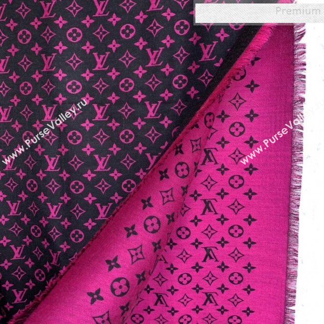 Louis Vuitton Monogram Duo Wool Silk Scarf 70x200cm Hot Pink (WNS-9121836)