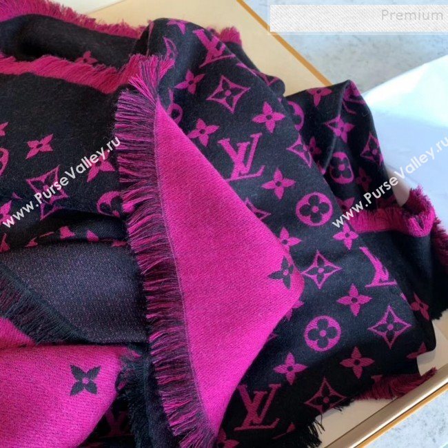 Louis Vuitton Monogram Duo Wool Silk Scarf 70x200cm Hot Pink (WNS-9121836)