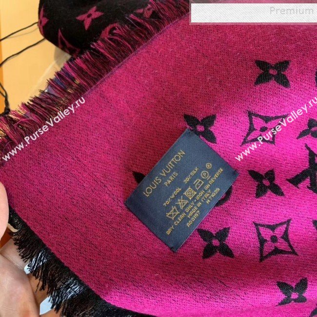 Louis Vuitton Monogram Duo Wool Silk Scarf 70x200cm Hot Pink (WNS-9121836)