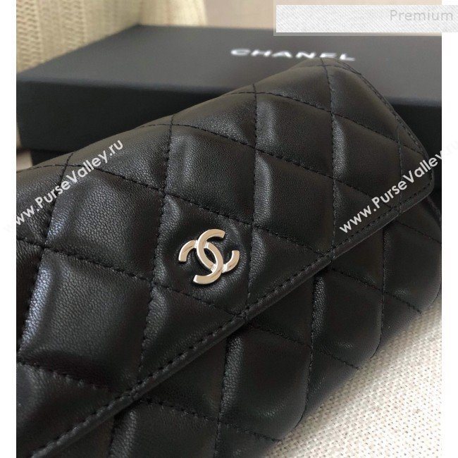 Chanel Classic Quilted Lambskin Flap Wallet A50096 Black/Silver  (YD-9121901)