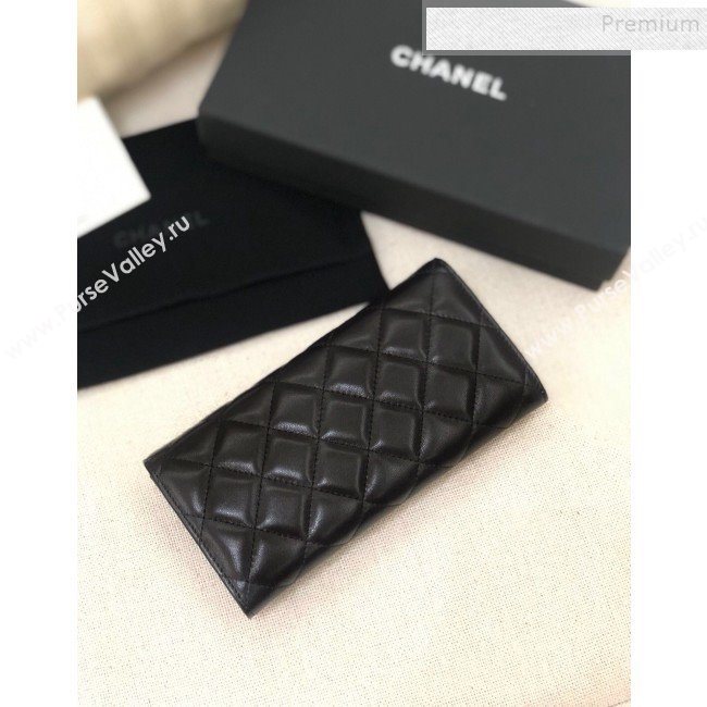 Chanel Classic Quilted Lambskin Flap Wallet A50096 Black/Silver  (YD-9121901)