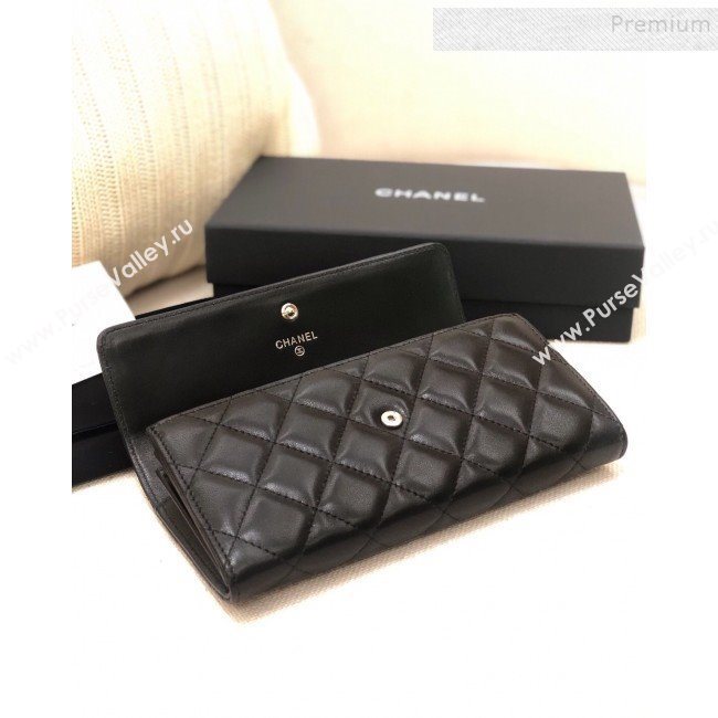 Chanel Classic Quilted Lambskin Flap Wallet A50096 Black/Silver  (YD-9121901)