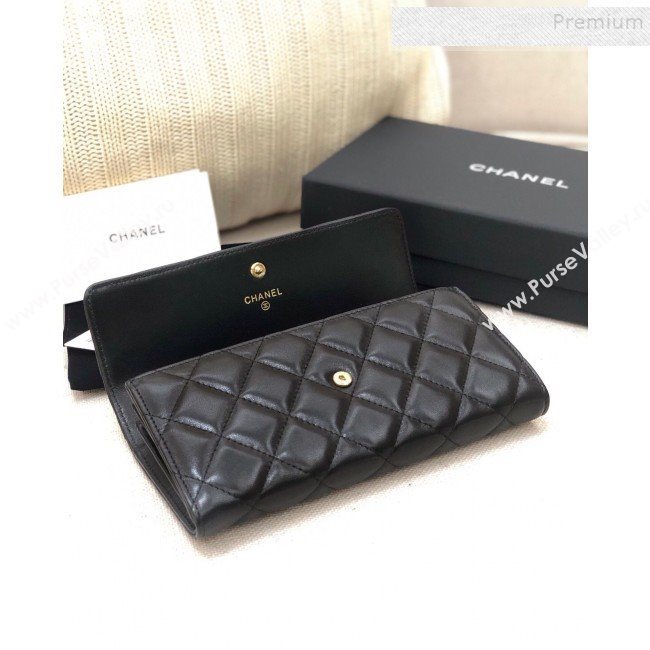 Chanel Classic Quilted Lambskin Flap Wallet A50096 Black/Gold (YD-9121902)