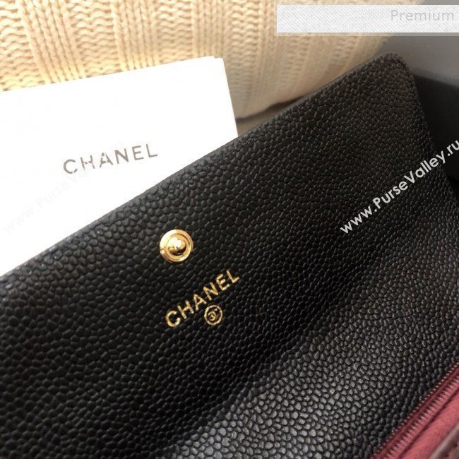 Chanel Classic Quilted Grained Leather Flap Wallet A50096 Black/Gold (YD-9121904)