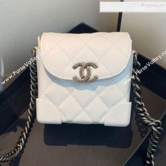 Chanel Quilted Leather Box Clutch with Chain White 2019 (FM-9121913)