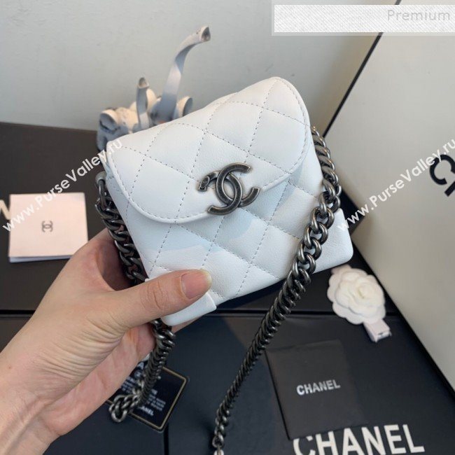 Chanel Quilted Leather Box Clutch with Chain White 2019 (FM-9121913)