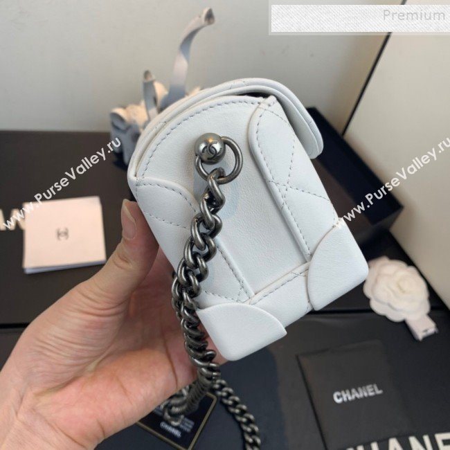 Chanel Quilted Leather Box Clutch with Chain White 2019 (FM-9121913)