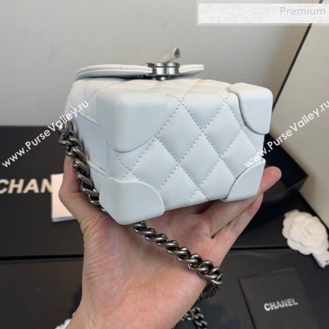 Chanel Quilted Leather Box Clutch with Chain White 2019 (FM-9121913)