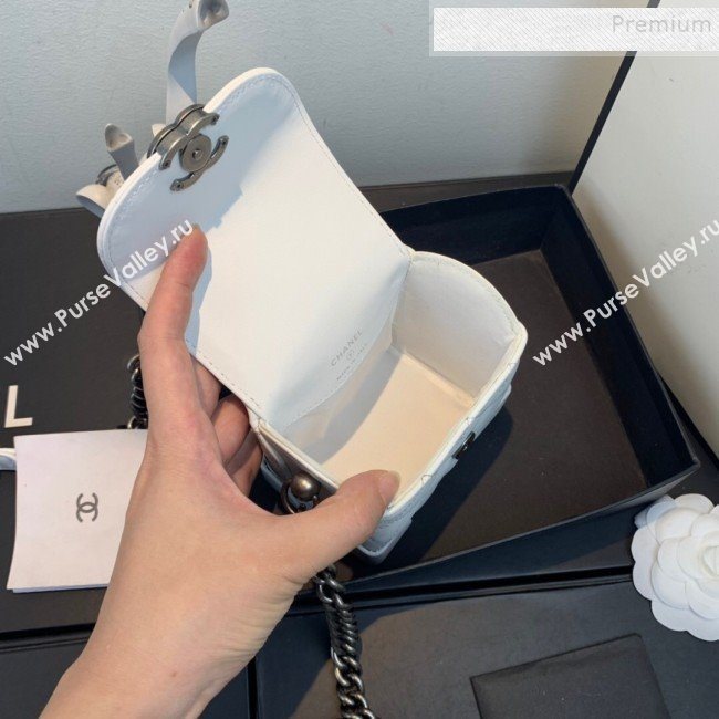 Chanel Quilted Leather Box Clutch with Chain White 2019 (FM-9121913)