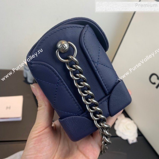 Chanel Quilted Leather Box Clutch with Chain Navy Blue 2019 (FM-9121917)