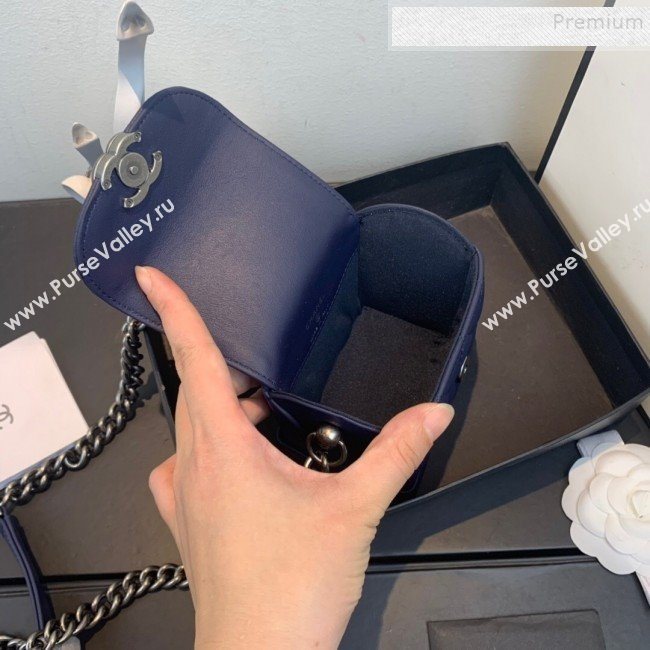 Chanel Quilted Leather Box Clutch with Chain Navy Blue 2019 (FM-9121917)