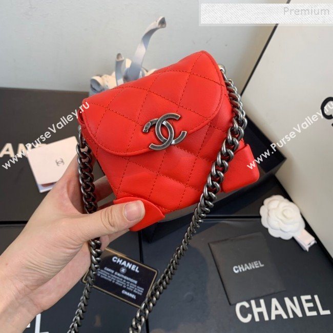 Chanel Quilted Leather Box Clutch with Chain Red 2019 (FM-9121915)
