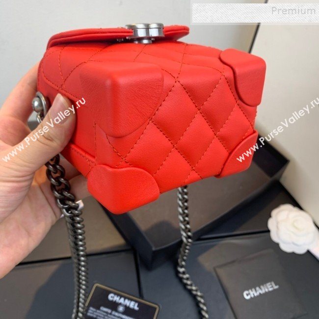 Chanel Quilted Leather Box Clutch with Chain Red 2019 (FM-9121915)